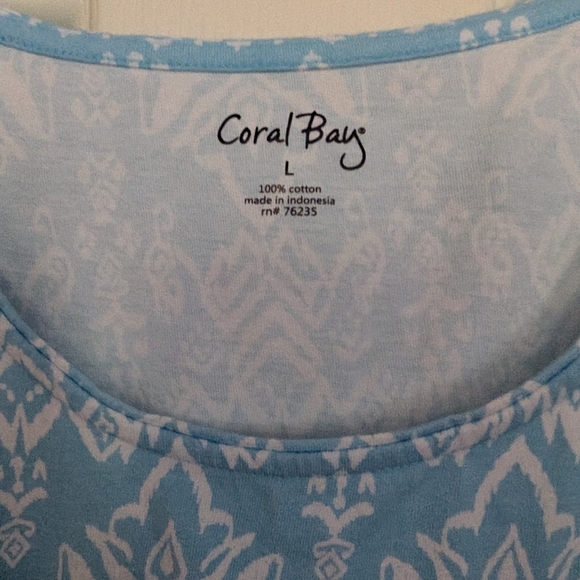 Coral Bay Women's Blue Patterned Tank Top Size Large (EUC) - Picture 6 of 8
